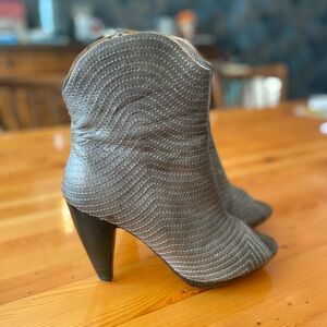 Miz Mooz Gray Heeled Boots with Textured Design
